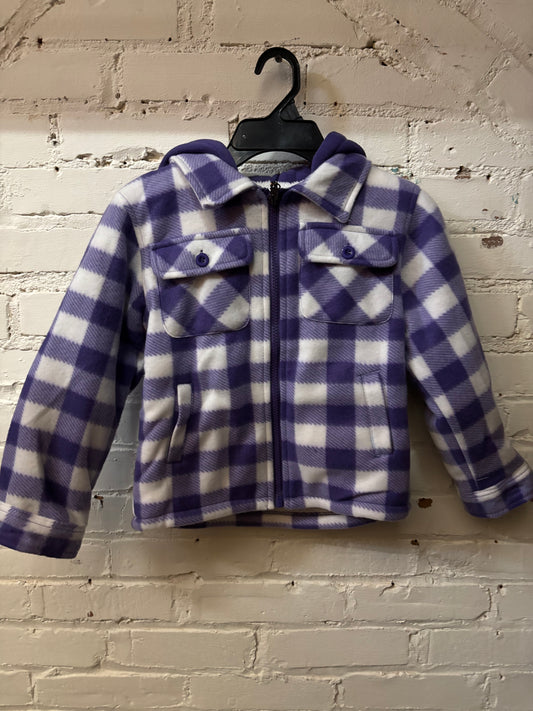 Youth Plaid Hooded Sherpa Jacket