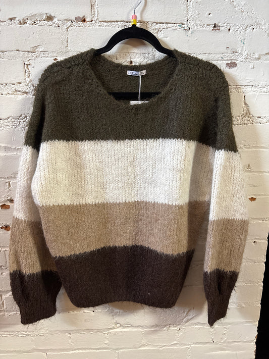 Marble & Mist Green Striped Pullover Sweater