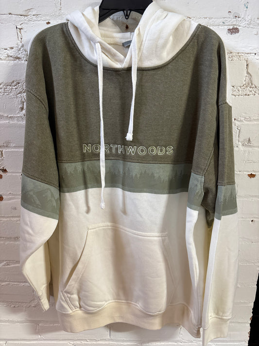 Northwoods With Pine Trees Two Toned Hoodie