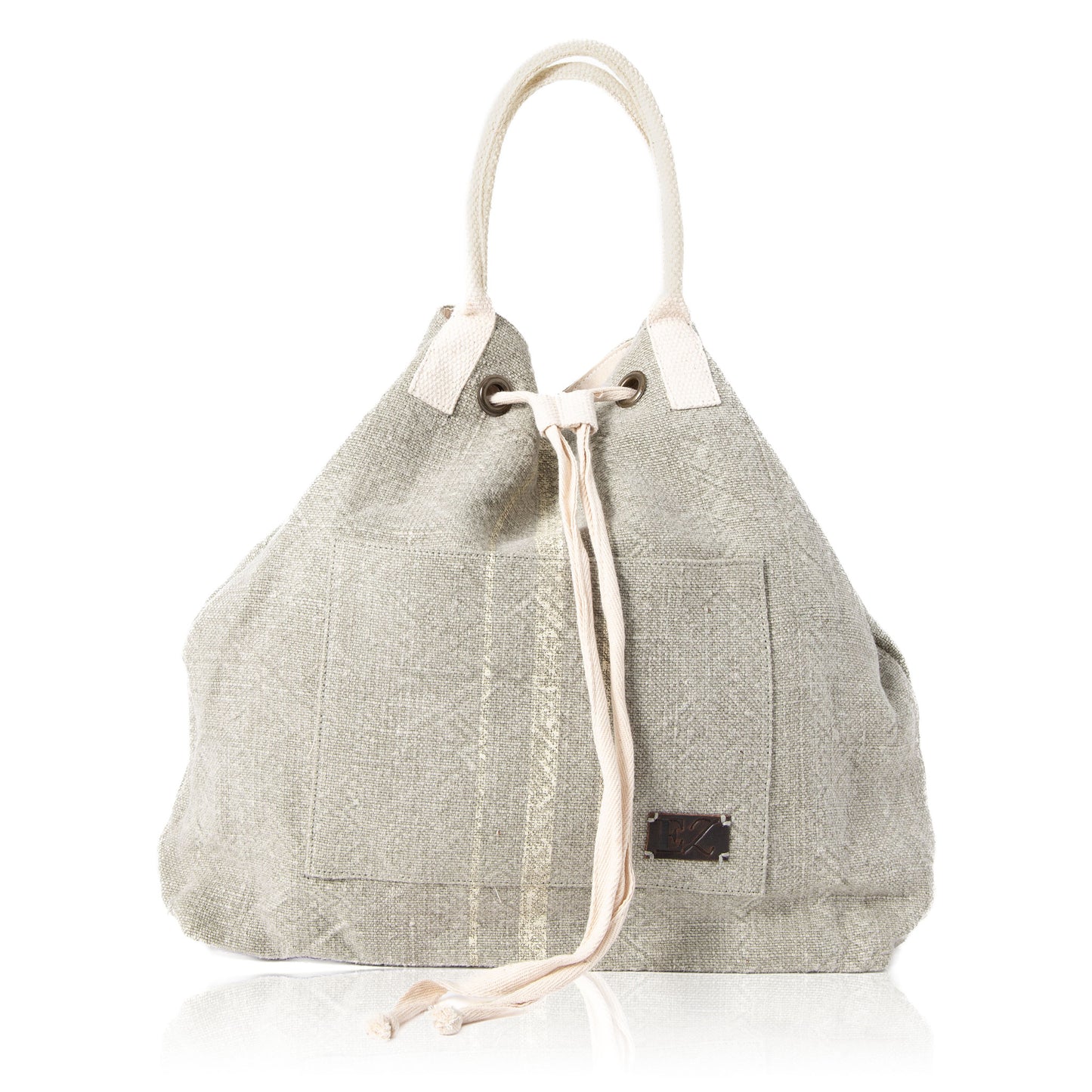 Jute Stripe Drawstring Backpack