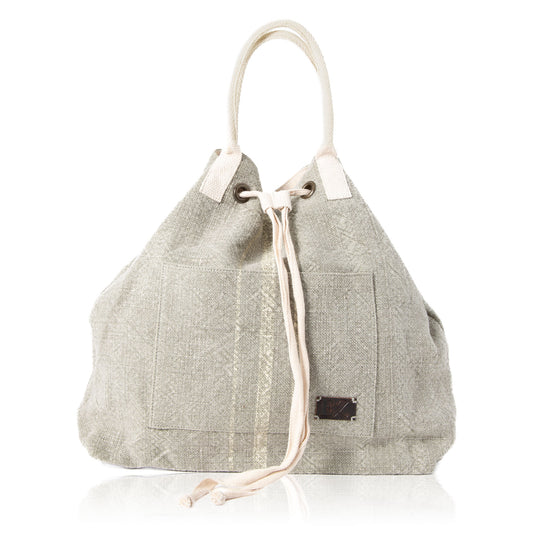 Jute Stripe Drawstring Backpack