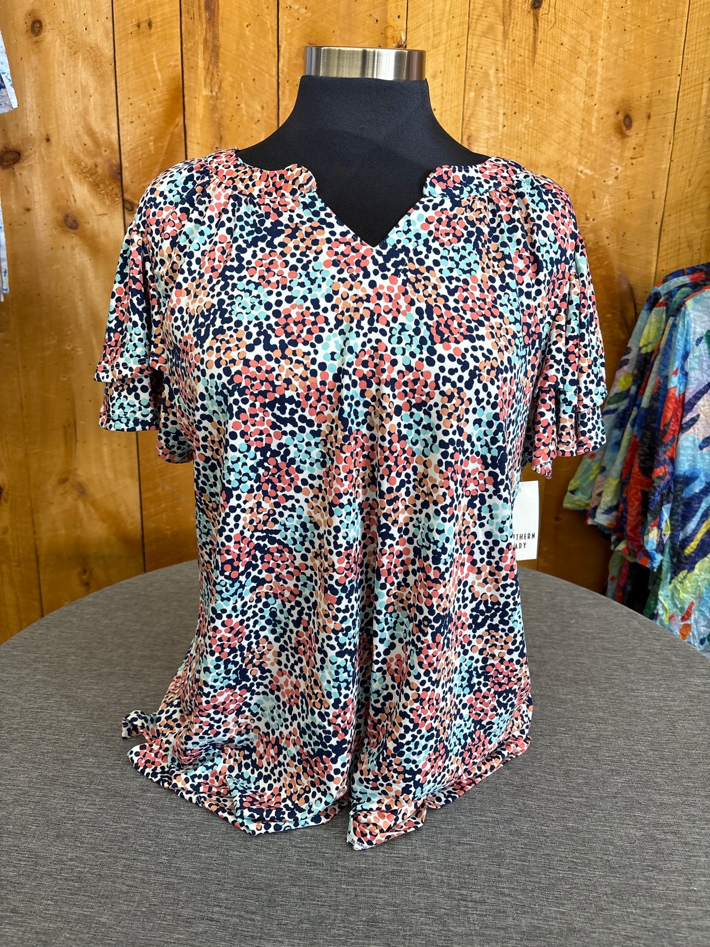 Short Sleeve Rodyn Dots Print Top
