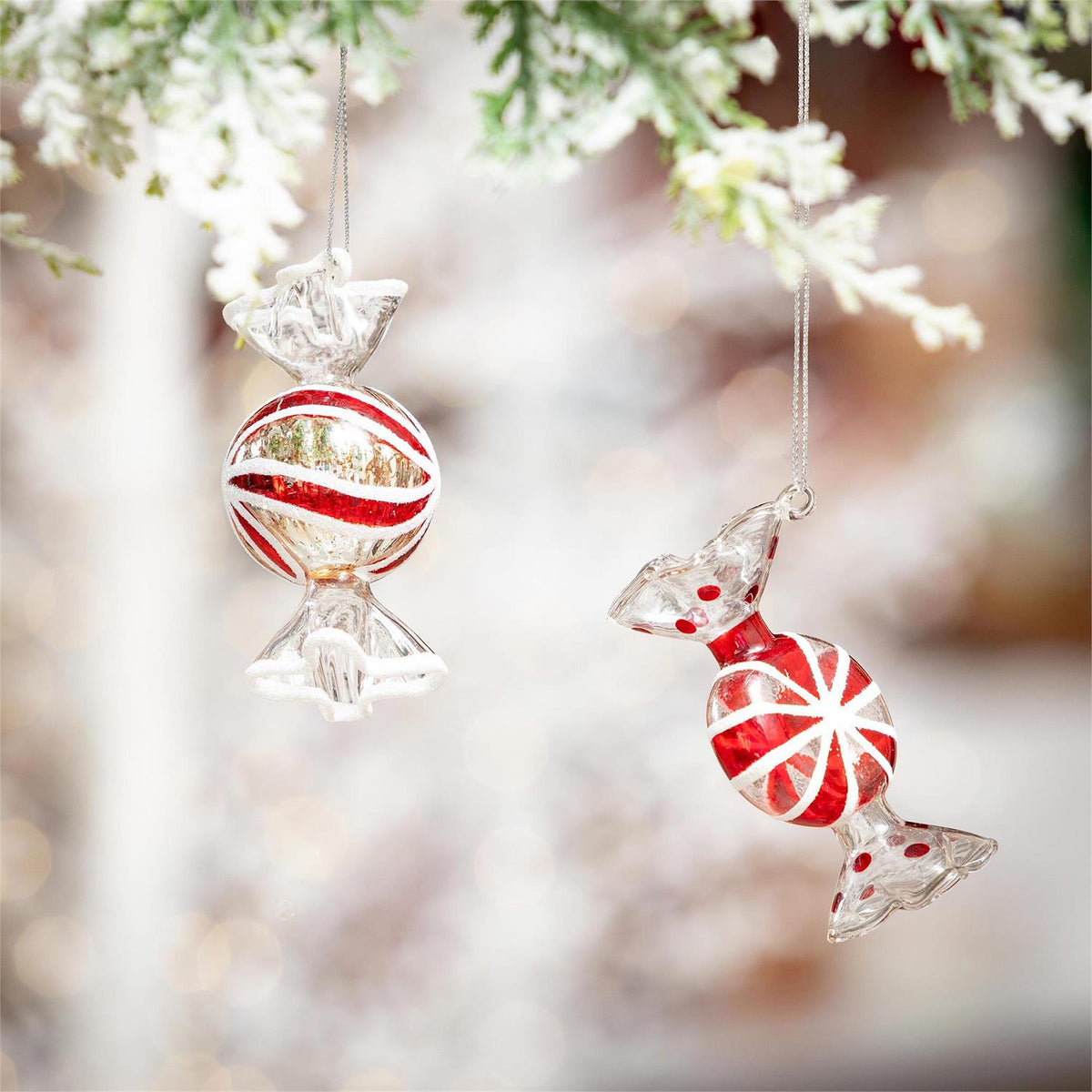 Sugar & Stripes Peppermint Candy Glass Ornament