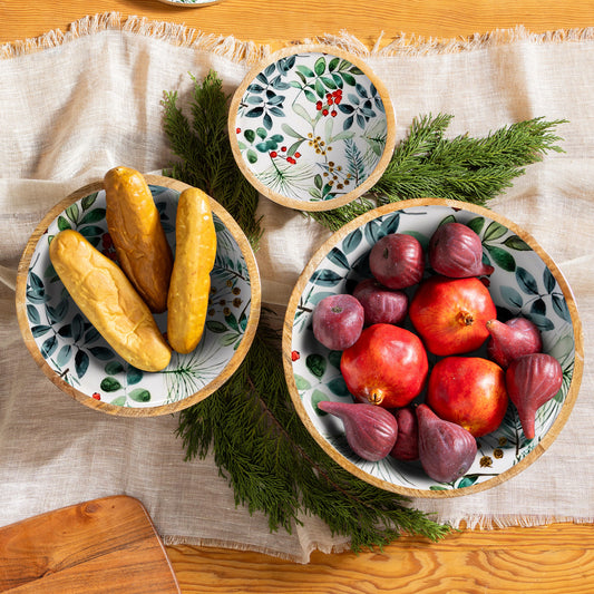 Festive Foliage Wood Bowls