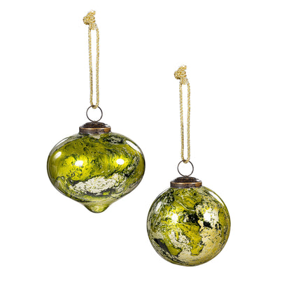 Shades of Green Marble Glass Ornament