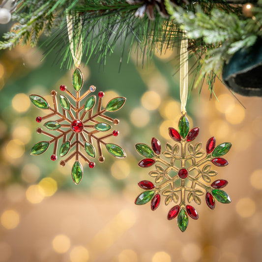 Metal Snowflake with Gem Ornament