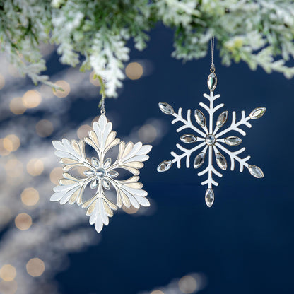 Metal Snowflake with Gem Ornament