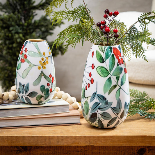 Festive Foliage Metal Vase