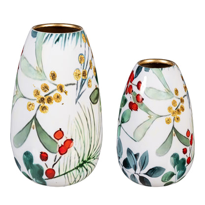 Festive Foliage Metal Vase