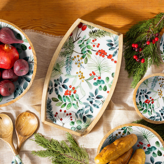 Festive Foliage Wood Serving Trays