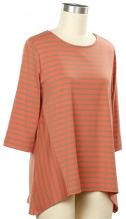 N Touch 3/4 Sleeve Striped Top