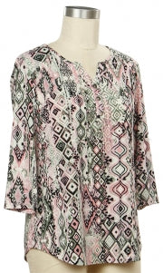 N Touch 3/4 Sleeve Placket Print