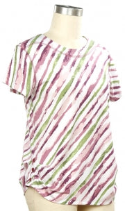 N Touch Short Sleeve Print Striped Top