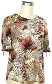 Southern Lady Short Sleeve Tropic Print Top