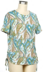 Links Short Sleeve Paisley Print Top