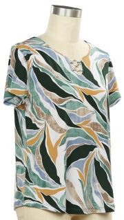 Short Sleeve Calista Wavy Print Top