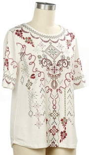 N Touch Ivory Baked Apple Print Top