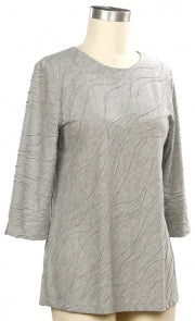 Links 3/4 Sleeve Solid Gray Novelty Top
