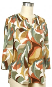 Links 3/4 Sleeve Abstract Top