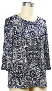 N Touch 3/4 Sleeve Ellen Print Top