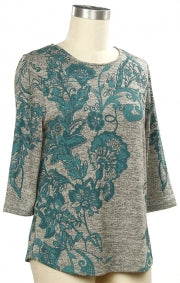 Links 3/4 Sleeve Pearl Sea Storm Top