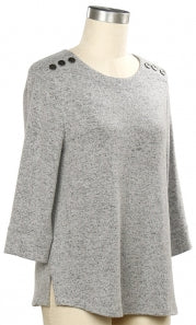 N Touch Horizon Solid Button Neck Top