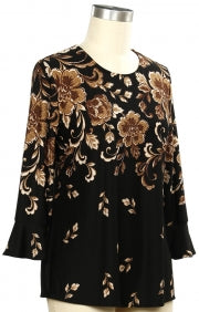 Southern Lady 3/4 Sleeve Valeria Border Print Top