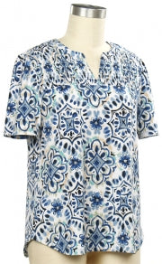 Links Heart N Soul Smocked Print Top
