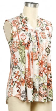 Southern Lady Sleeveless Marley Patch Print Top