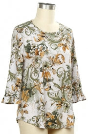 Southern Lady Countryside Floral Print Top