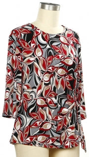Southern Lady Heartful Leaves Print Top