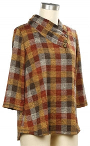 N Touch Joyanna Plaid Print Top