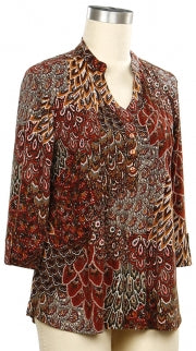 Southern Lady Feather Print Top