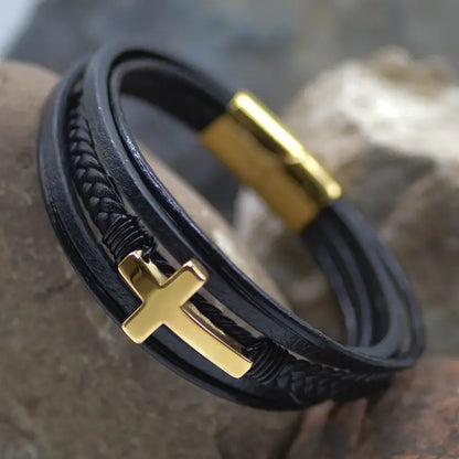 Men's Cross Leather Bracelets