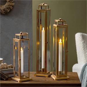 VivaStyle Indoor LED Gold Taper Candle Lantern