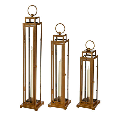 VivaStyle Indoor LED Gold Taper Candle Lantern