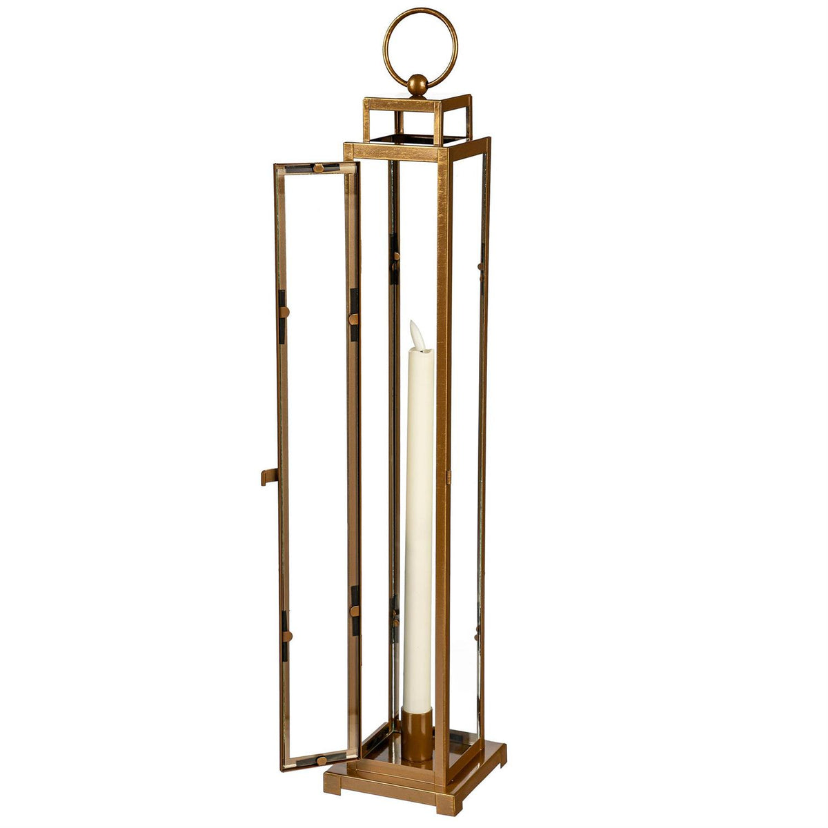 VivaStyle Indoor LED Gold Taper Candle Lantern