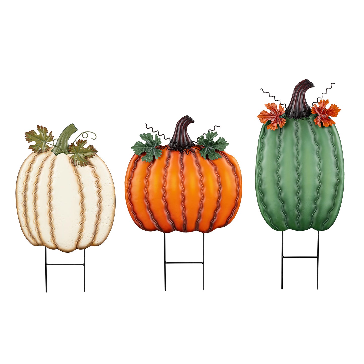 Pumpkin Metal Garden Stakes
