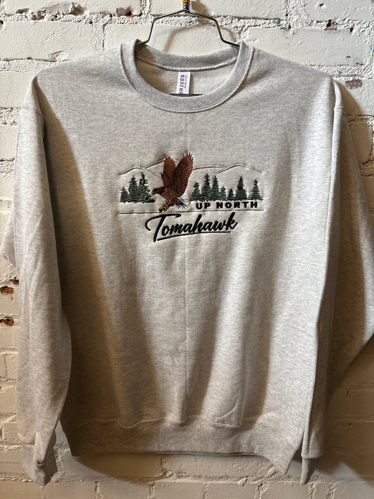 Tomahawk Embroidered Up North Eagle Crewneck