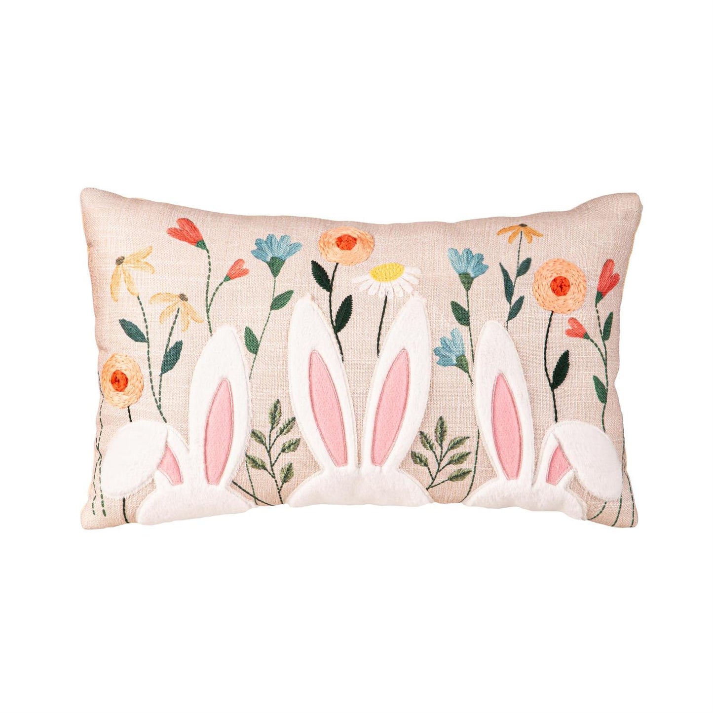 Floral Bunny Lumbar Pillow