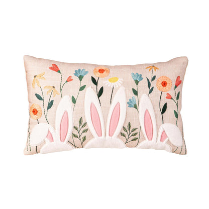 Floral Bunny Lumbar Pillow