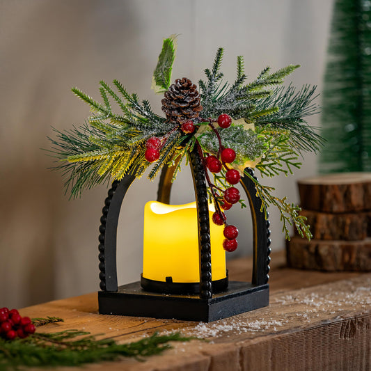 Woodland Storybook Faux Floral LED Lantern