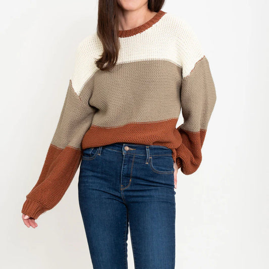 Elsie & Zoey Tierra Color Block Chunky Sweater