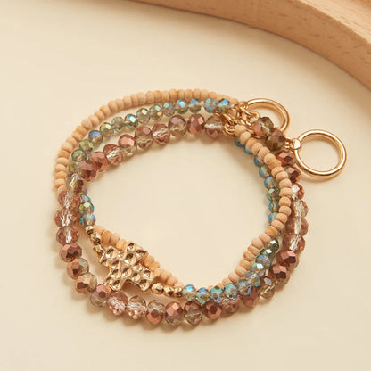 Estee Cross Glass Bead Toggle Bracelet