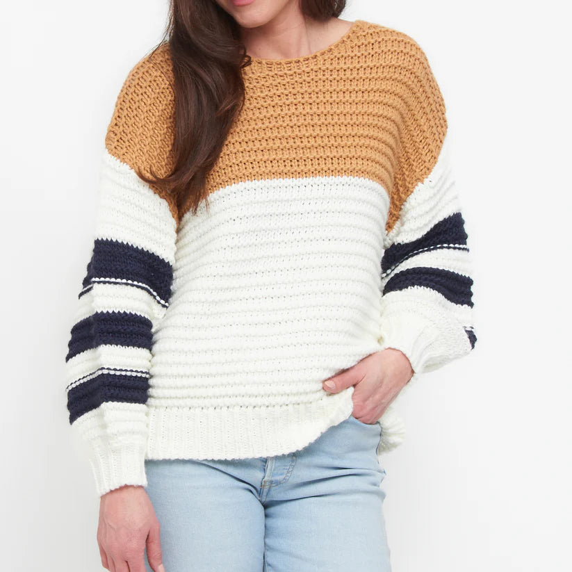 Elsie & Zoey Kennedy Color Block Chunky Sweater