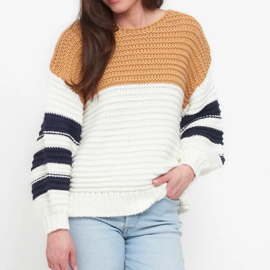 Elsie & Zoey Kennedy Color Block Chunky Sweater