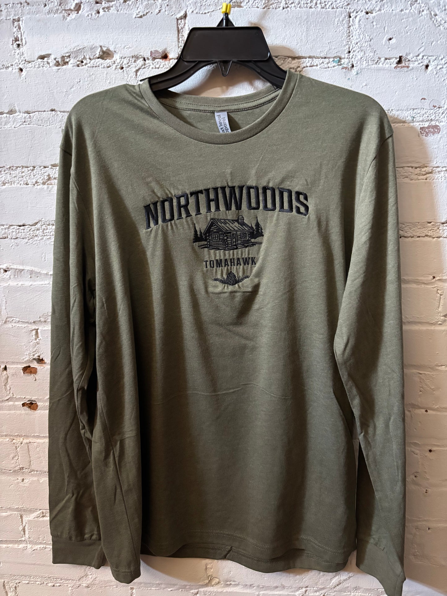 Embroidered Black Cabin Long Sleeve T-Shirt
