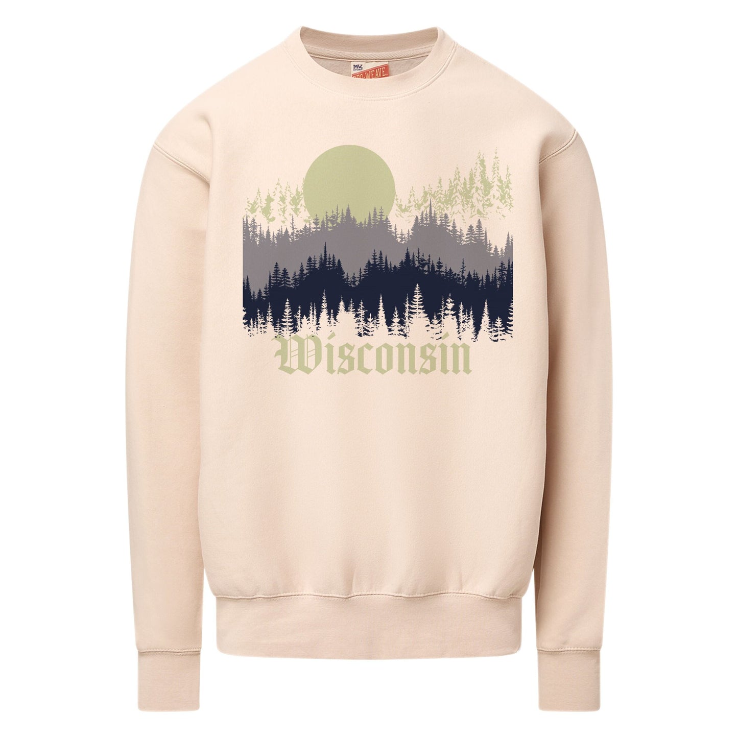 Wisconsin Watercolor Treeline Pro-Weave Crewneck