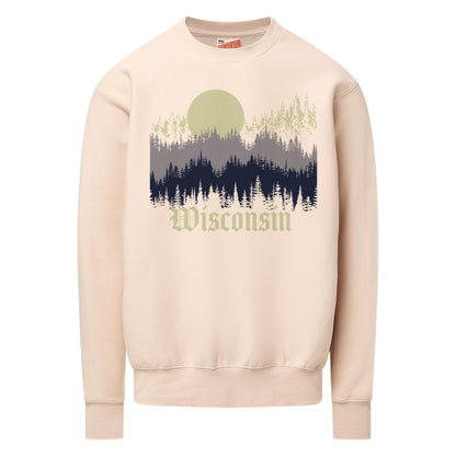 Wisconsin Watercolor Treeline Pro-Weave Crewneck