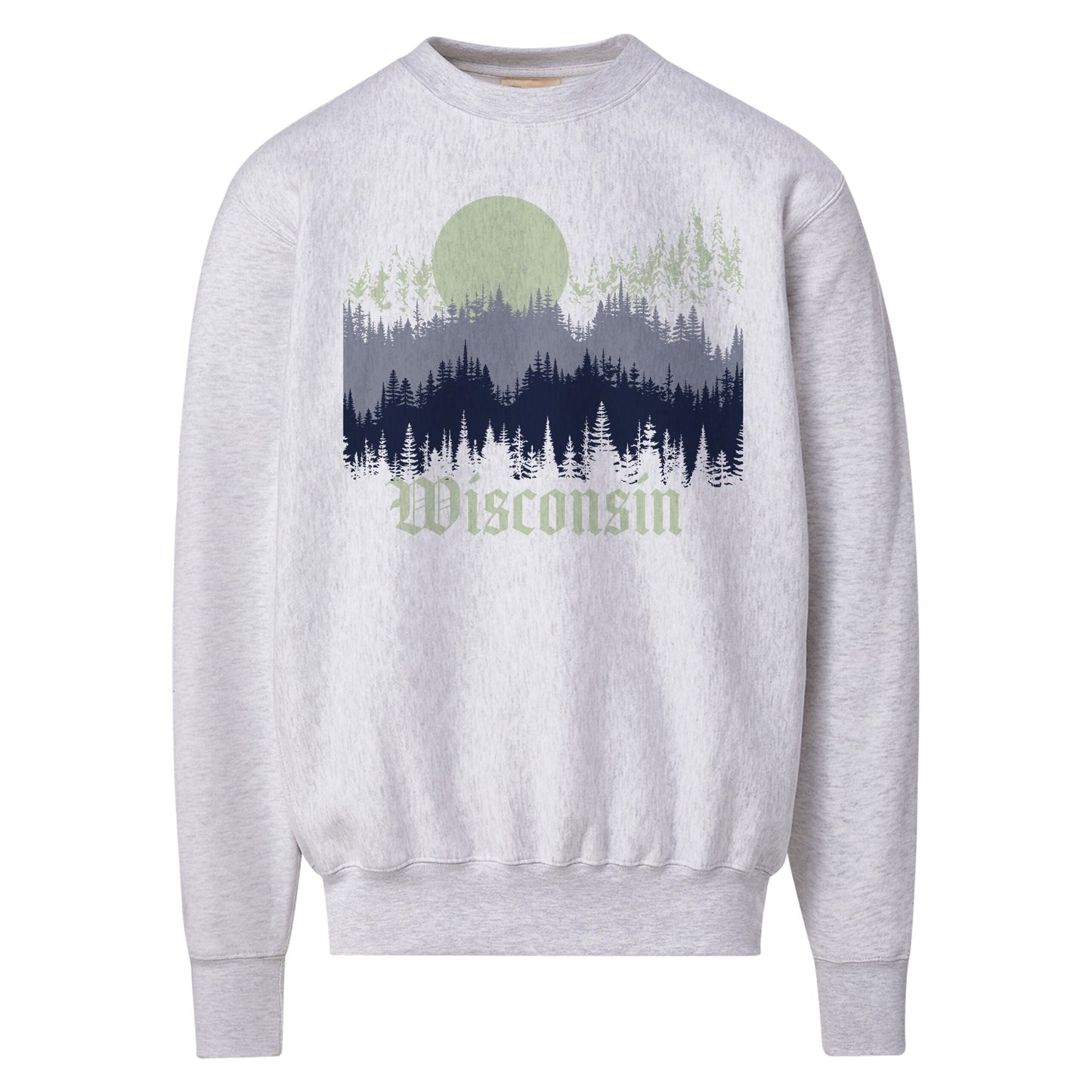 Wisconsin Watercolor Treeline Pro-Weave Crewneck